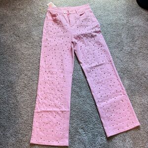 Pink Pearl Denim Pants